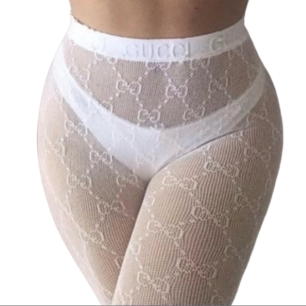 Letter G Inspired Fishnet Stockings- White